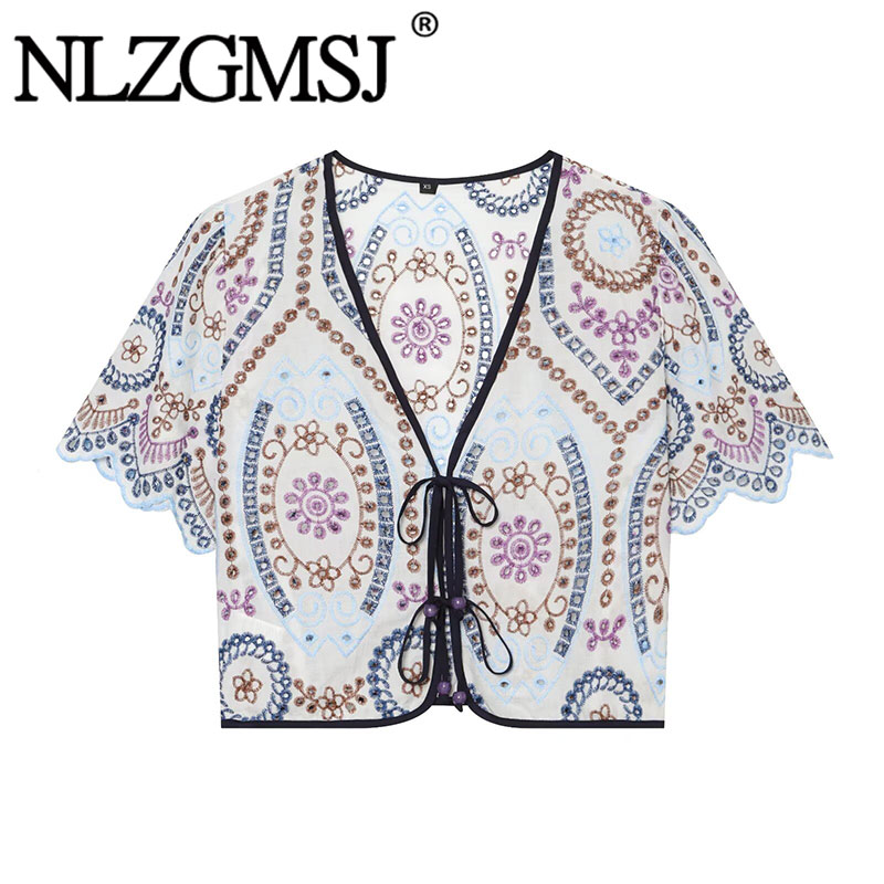 Embroidery Men Shirt - Nlzgmsj 2026 Letnia Damska Bluzka Haftowana