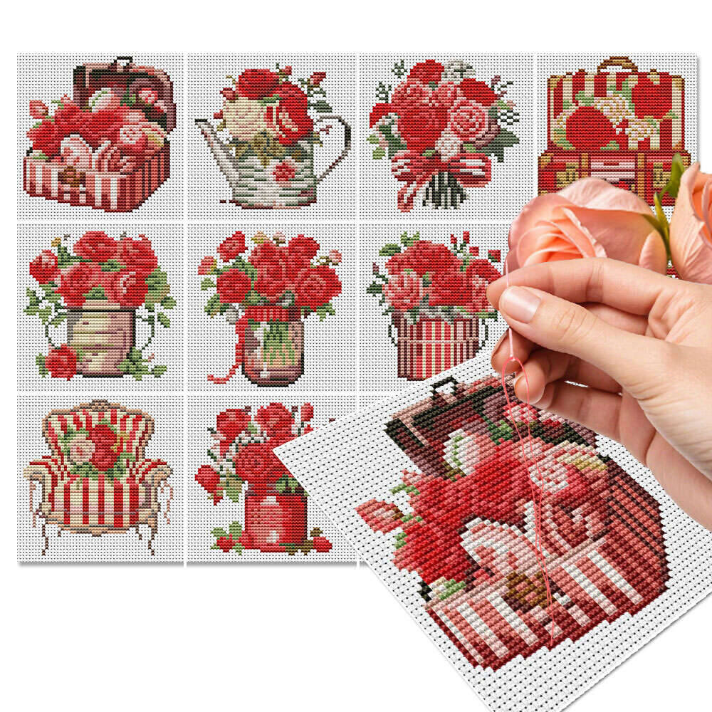 Embroidery Rose Stitch - 12 szt. Haft Krzyżykowy Róża 11CT