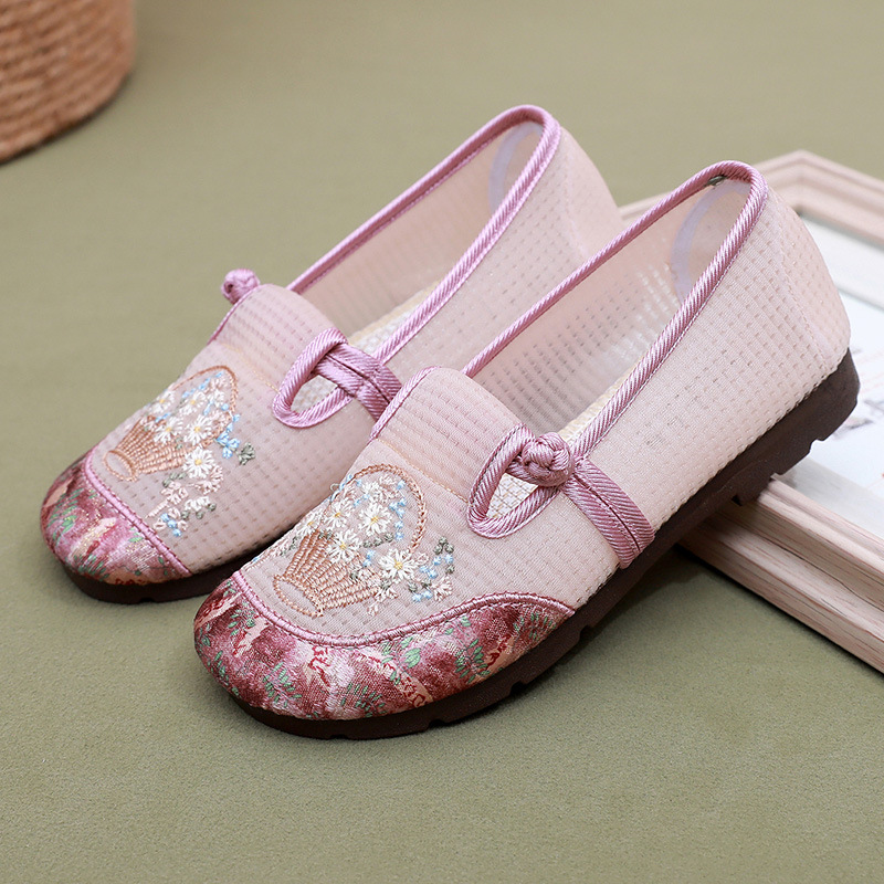 Embroidery Lace - Damskie oddychające haftowane buty z tkaniny,