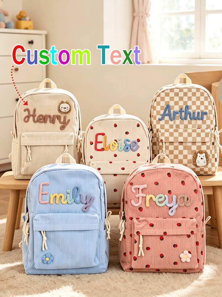 Embroidery Font - [Personalizowany] Plecak szkolny z imieniem –