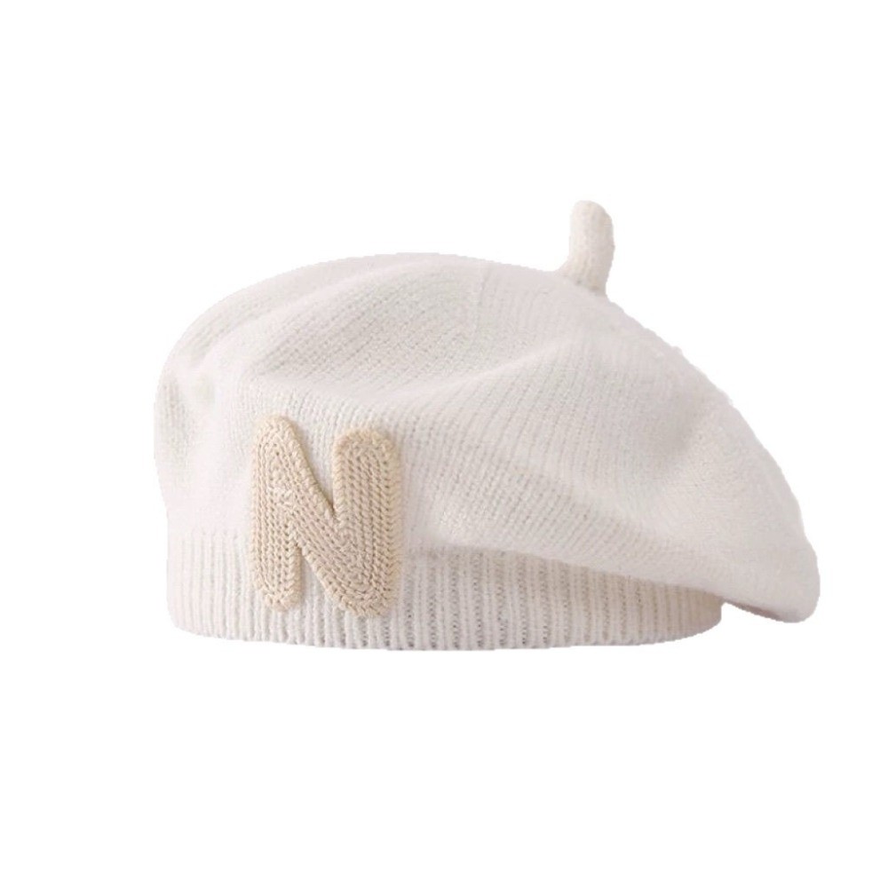 Embroidery Letter N - Nowa czapka beret dla malucha z