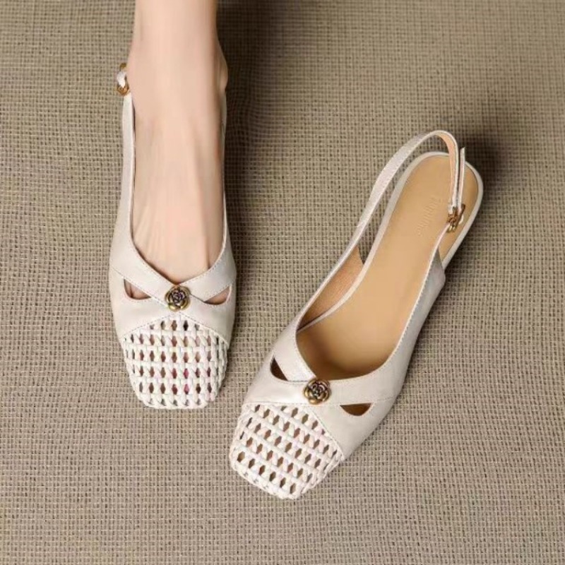 Embroidery Flat Shoes - Damskie sandały w stylu francuskim z