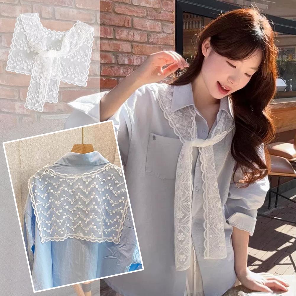 Embroidery Blouse - Francuska koronkowa chusta szal damska elegancka
