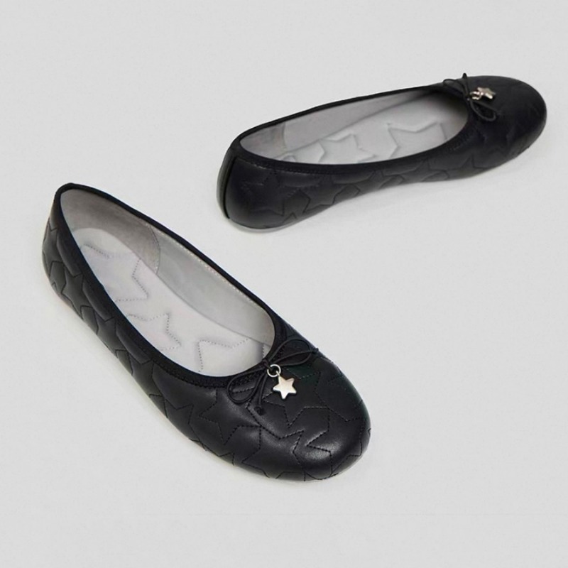 Embroidery Flat Shoes - Baletki z kokardkami - Nowy styl
