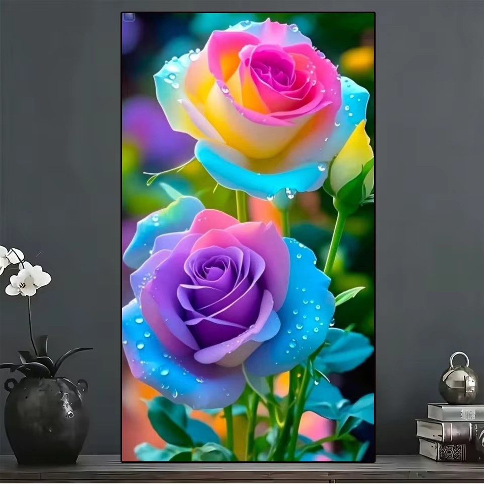 Embroidery Rose Stitch - DIY Pełny Kwadratowy Obraz Diamentowy Róże
