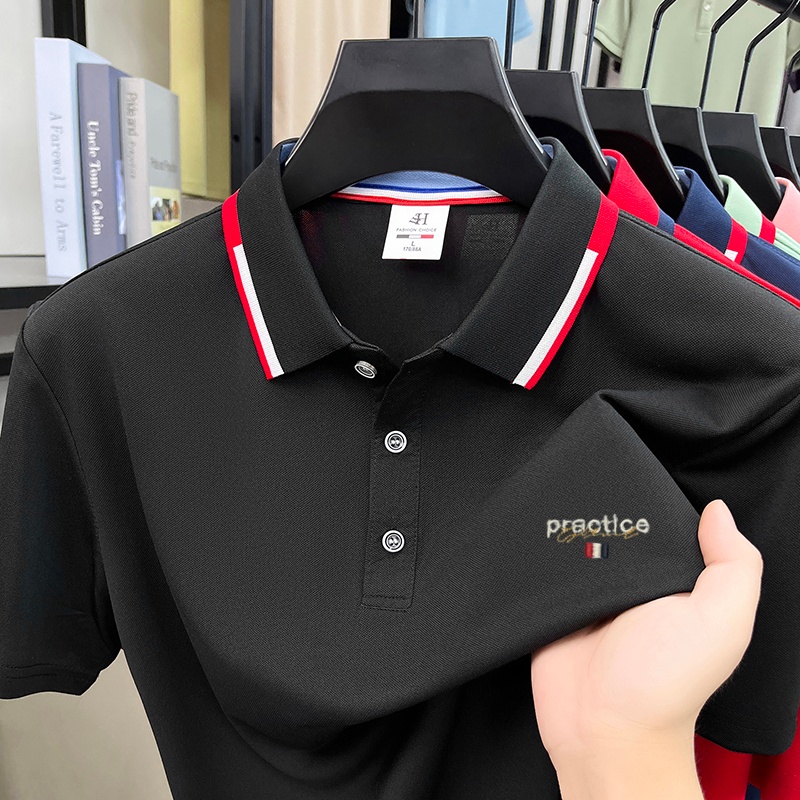 Embroidery Premium - Męska koszulka polo z jedwabiu lodowego,