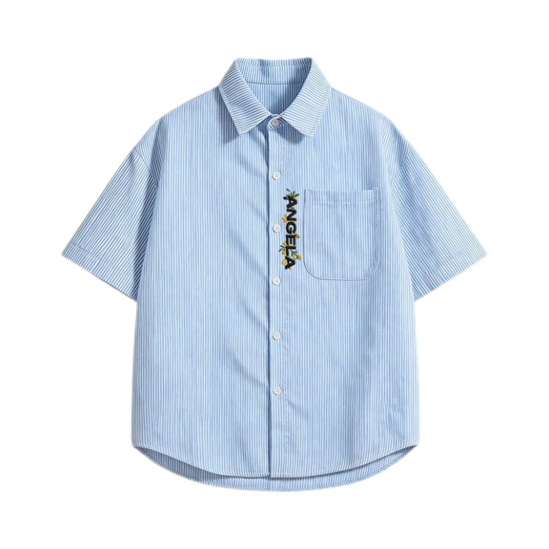 Embroidery Men Shirt - Męska Damska Koszula w Paski z