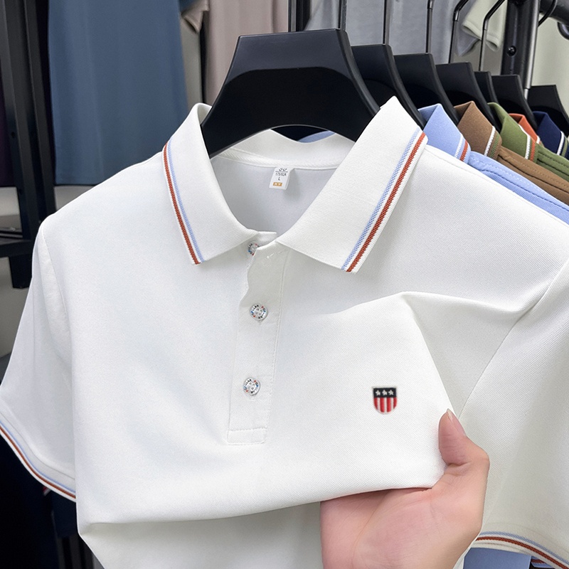 Embroidery Premium - Męska koszulka polo z jedwabiu lodowego,