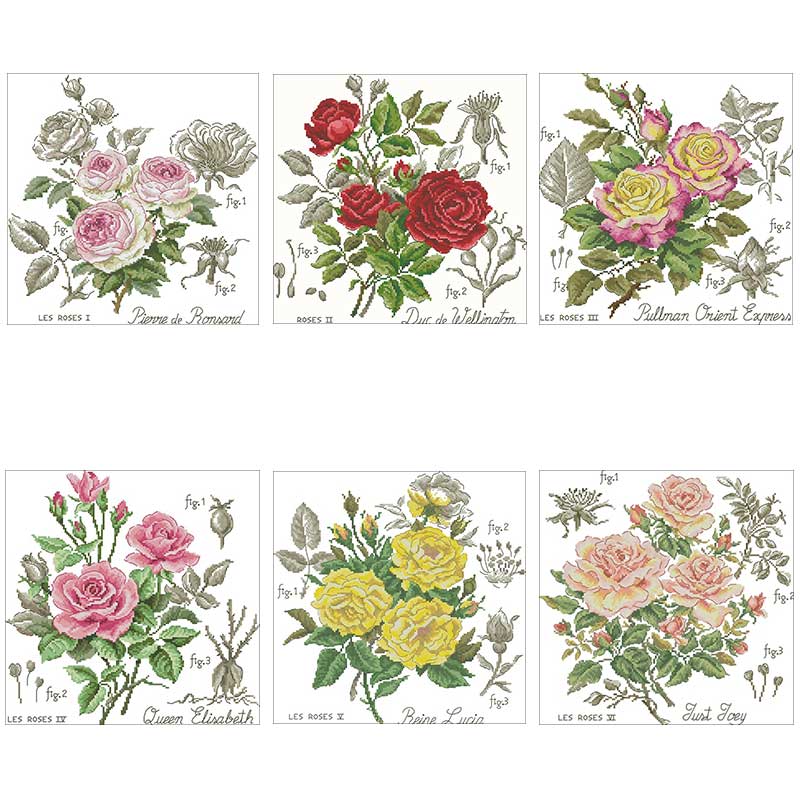 Embroidery Rose Stitch - Shadow Rose Patterns Counted 11CT 14CT