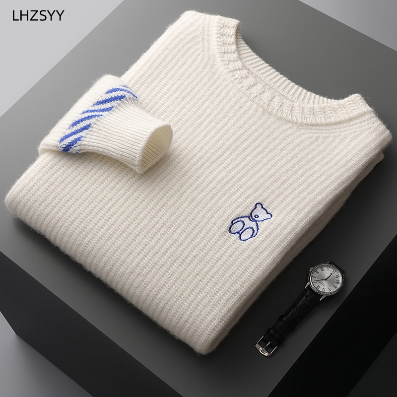 Embroidery Men Shirt - LHZSYY 100% czysta sweter z wełny
