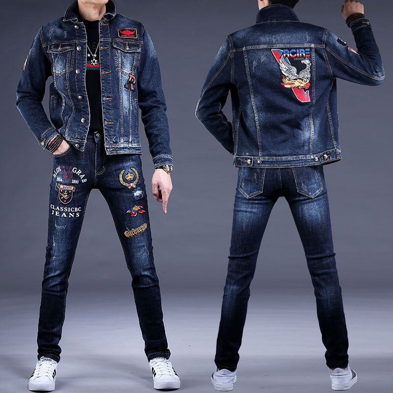 Embroidery Premium - Premium jesienno-zimowa nowa haftowana kurtka dżinsowa