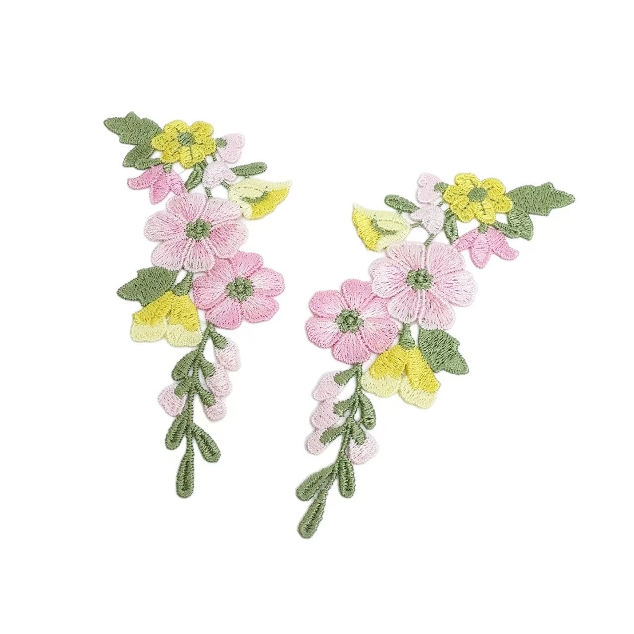 Embroidery Yellow Flower - 10 sztuk/partia 5,5*13cm Różowo-Żółto-Zielony Kwiat Gradientowy
