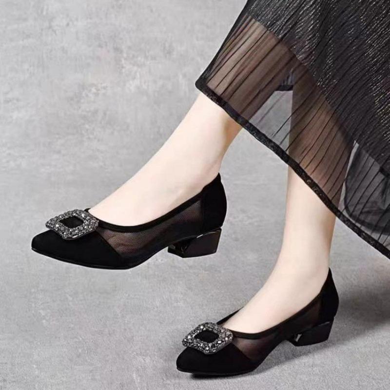 Embroidery Flat Shoes - Eleganckie czółenka z ostrym noskiem, siateczkowym