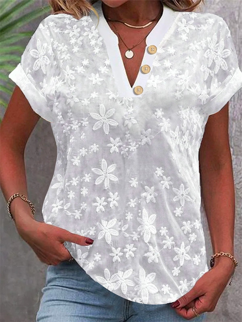 Letnia damska biała bluzka z k – Embroidery Blouse recenzja i cena