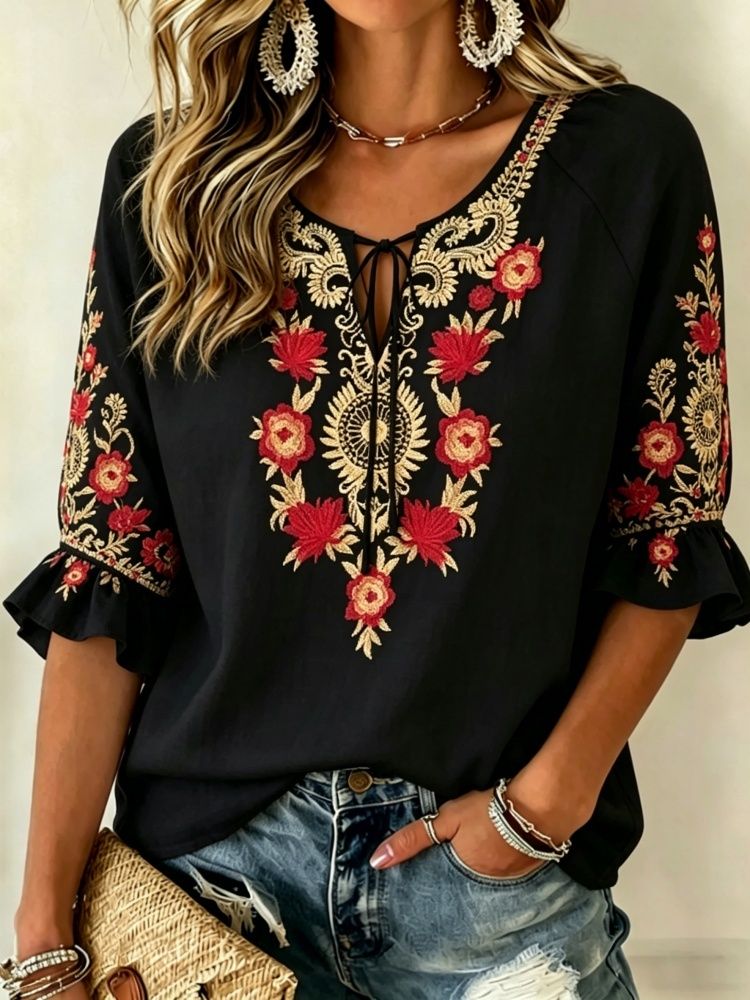 Minimalistyczna bluzka damska  – Embroidery Blouse recenzja i cena