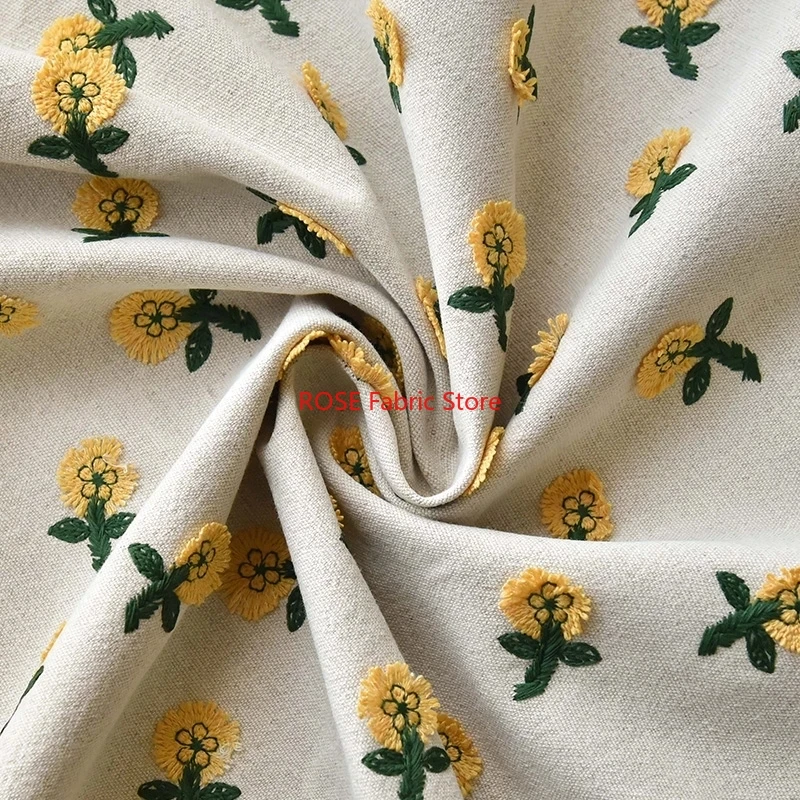 Tkanina lniano-bawełniana z ha – Embroidery Yellow Flower recenzja i cena