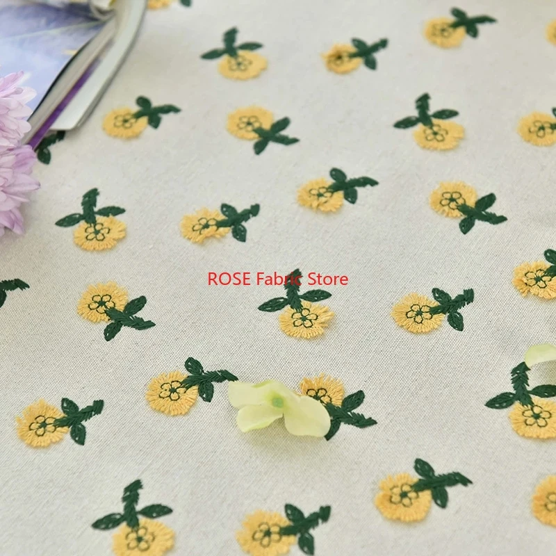 Tkanina lniano-bawełniana z ha – Embroidery Yellow Flower recenzja i cena