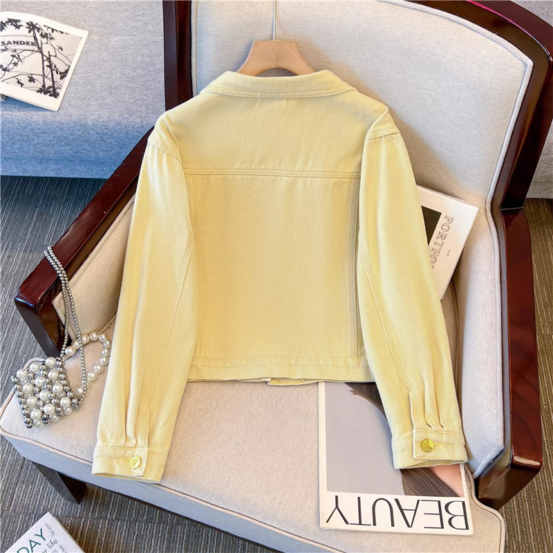 Koreańska kurtka jeansowa dams – Embroidery Yellow Flower recenzja i cena
