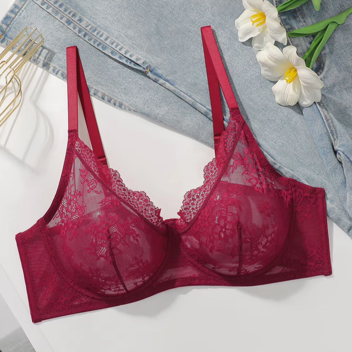 Damski biustonosz plus size, c – Embroidery Lace recenzja i cena