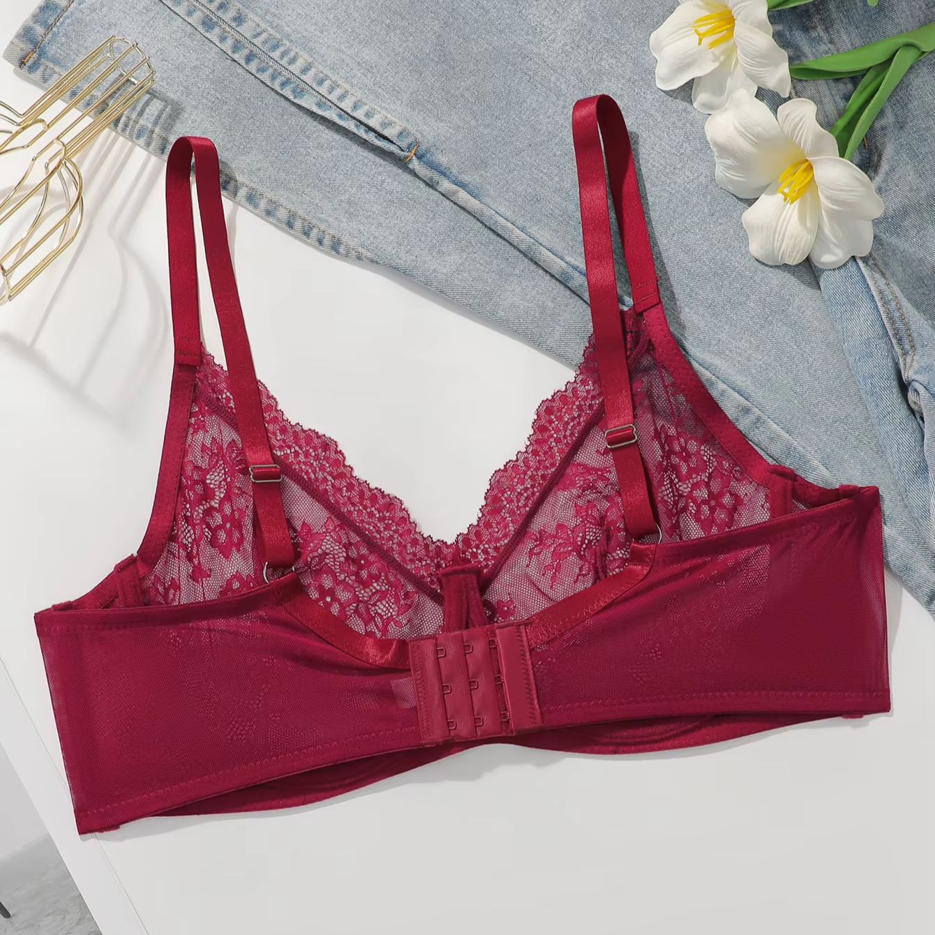 Damski biustonosz plus size, c – Embroidery Lace recenzja i cena
