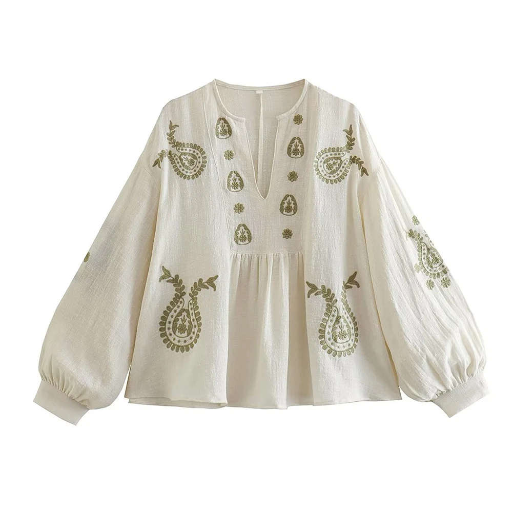 Damska nowa luźna bawełniana k – Embroidery Blouse recenzja i cena