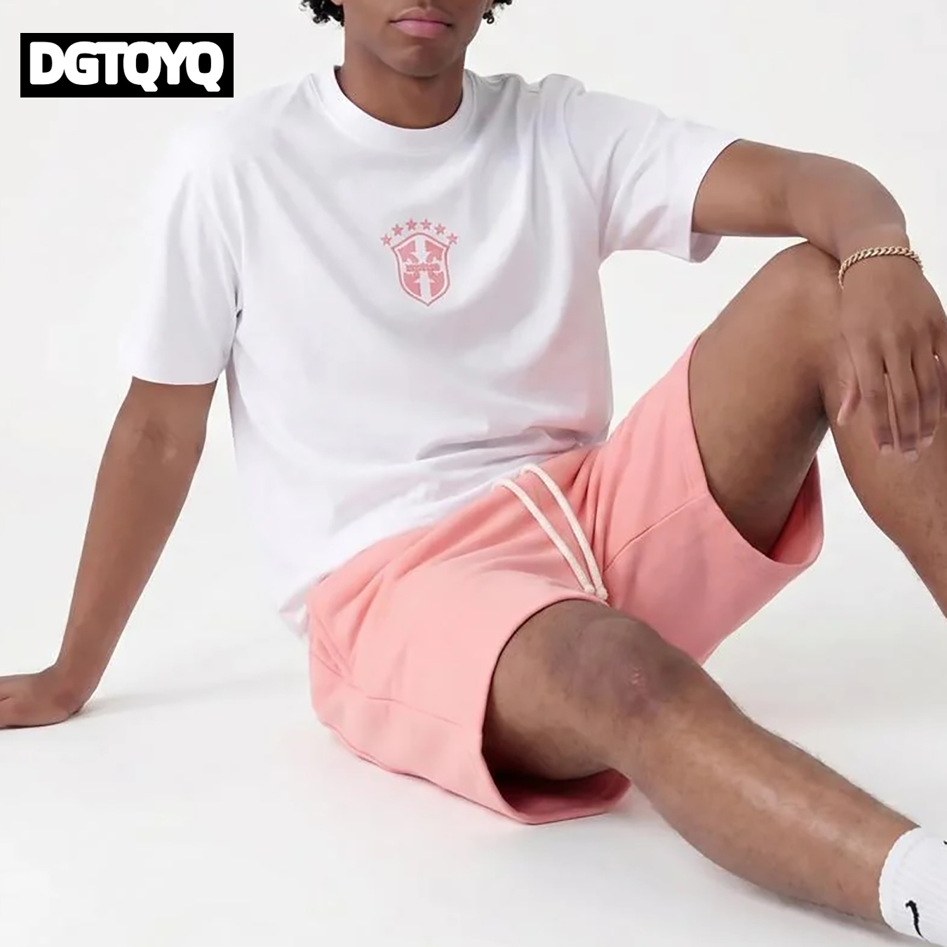Męskie letnie nowe różowe haft – Embroidery Men Shirt recenzja i cena
