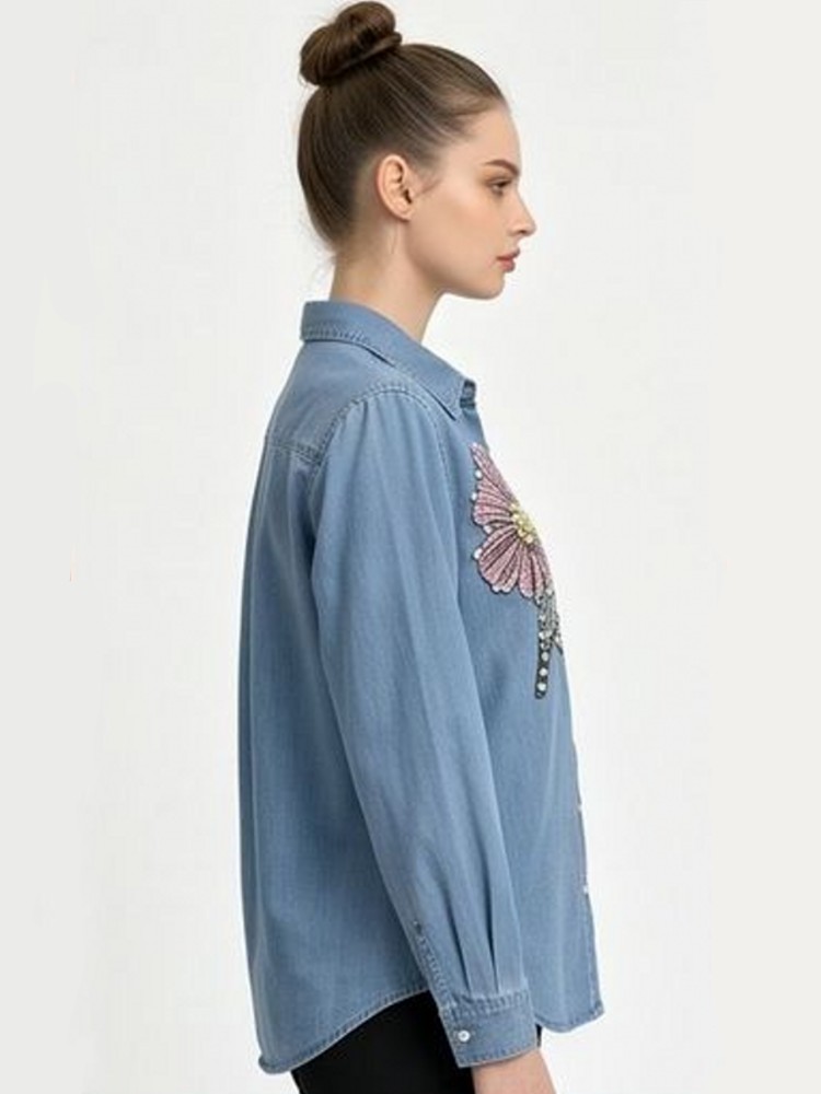 Damskie dżinsowe bluzki z haft – Embroidery Blouse recenzja i cena