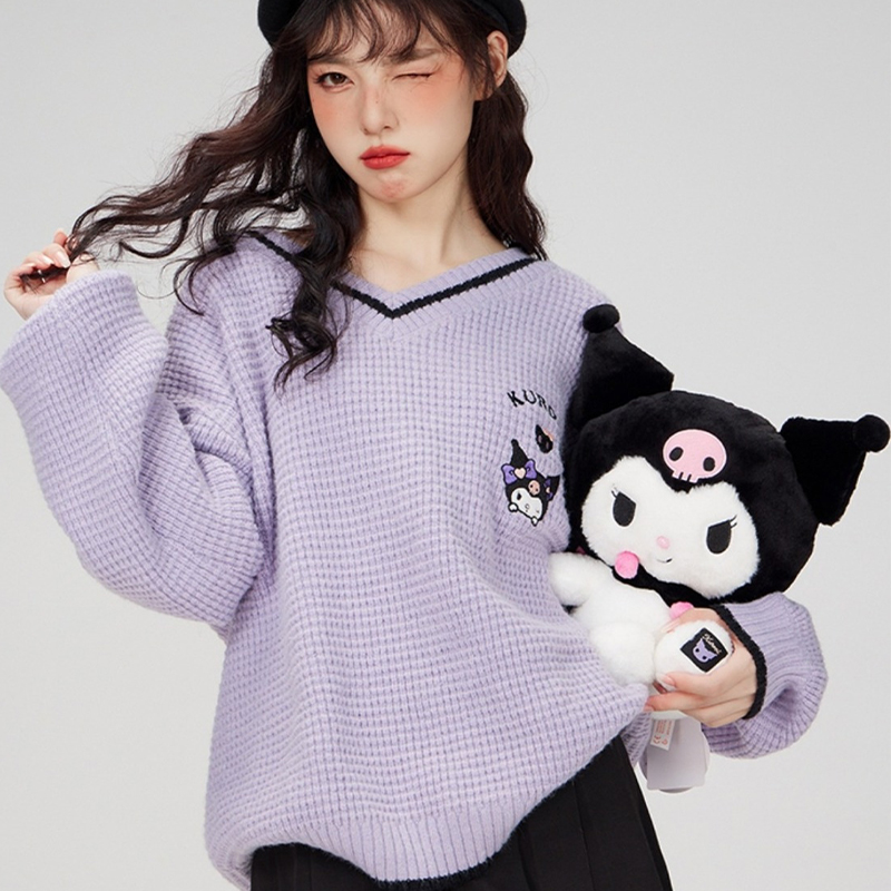 Uroczy sweter z haftem Kuromi, – Embroidery In The Piece recenzja i cena