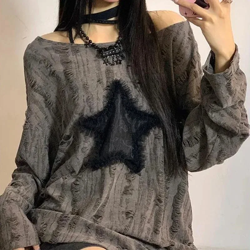 Koszulka damska Y2K z dziurami – Embroidery Blouse recenzja i cena