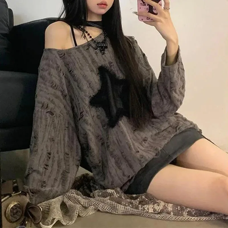 Koszulka damska Y2K z dziurami – Embroidery Blouse recenzja i cena