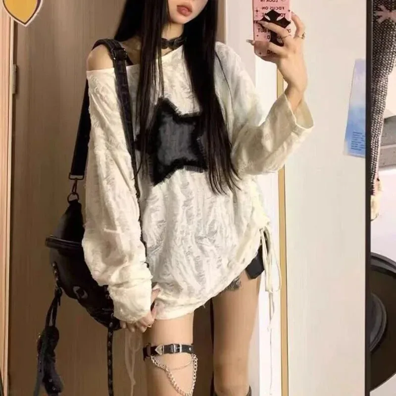 Koszulka damska Y2K z dziurami – Embroidery Blouse recenzja i cena